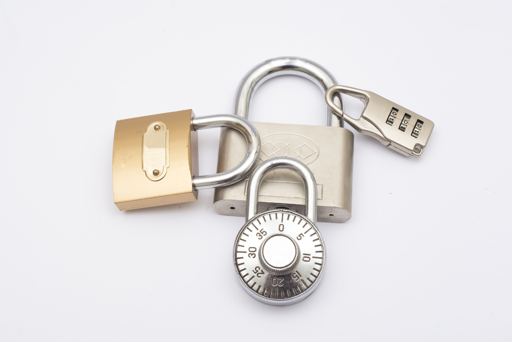 Various types of locks all on top each other