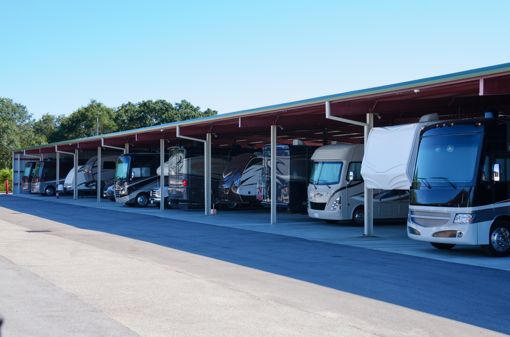 multiple RVs parked under covered parking