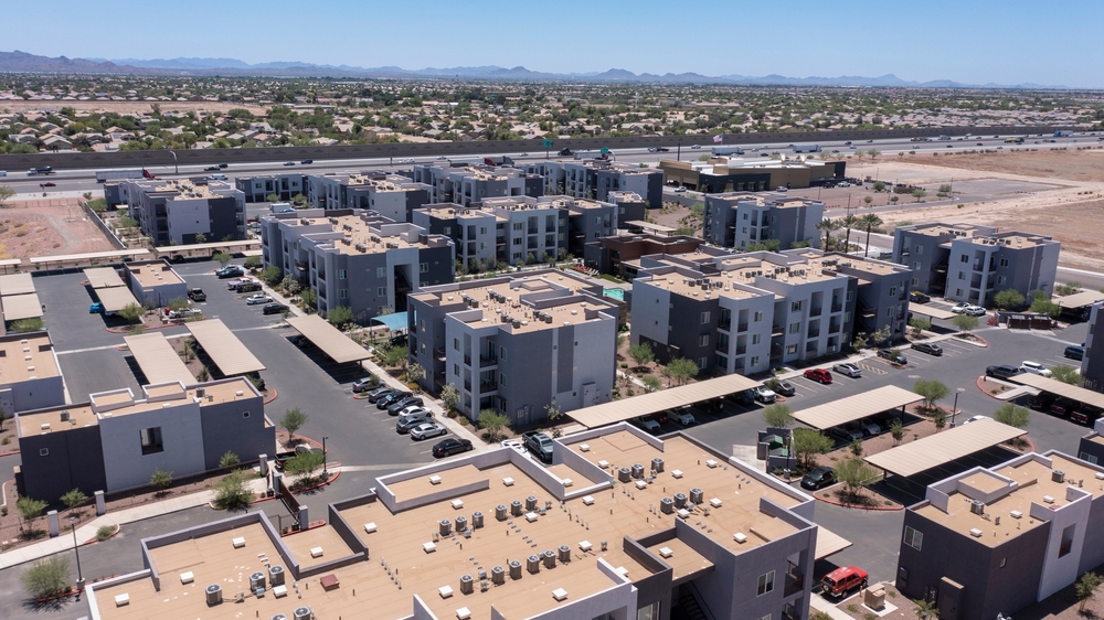Aerial view of downtown Goodyear, AZ 