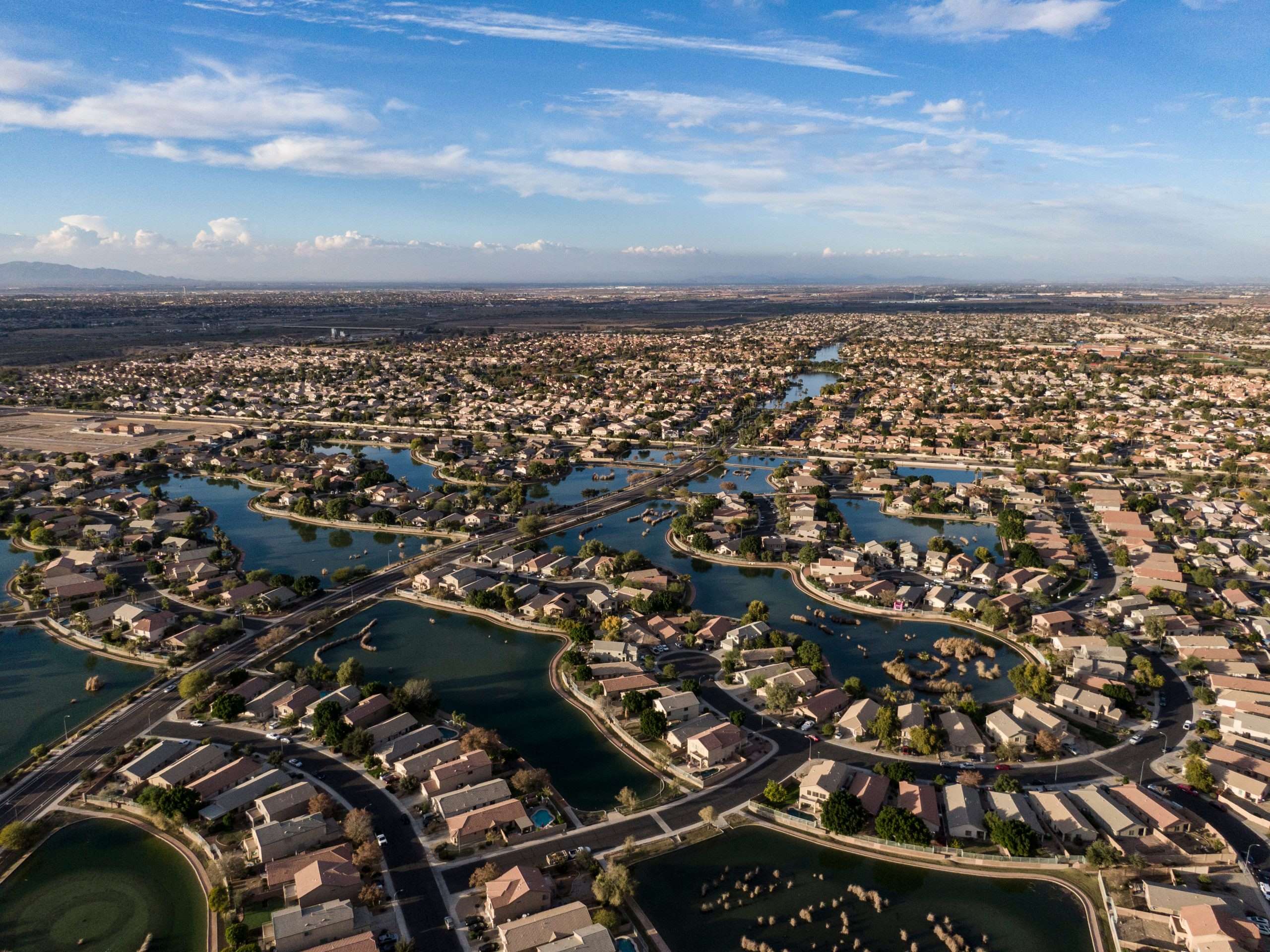 Aerial view of neighborhoods in Arizona