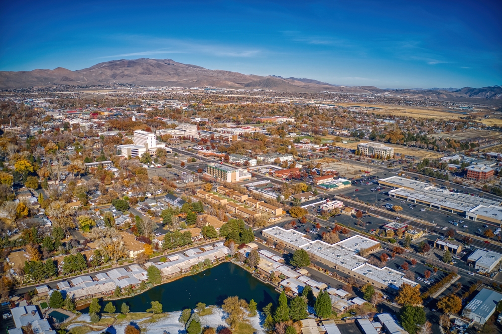 Aerial view of Carson City, NV during the day