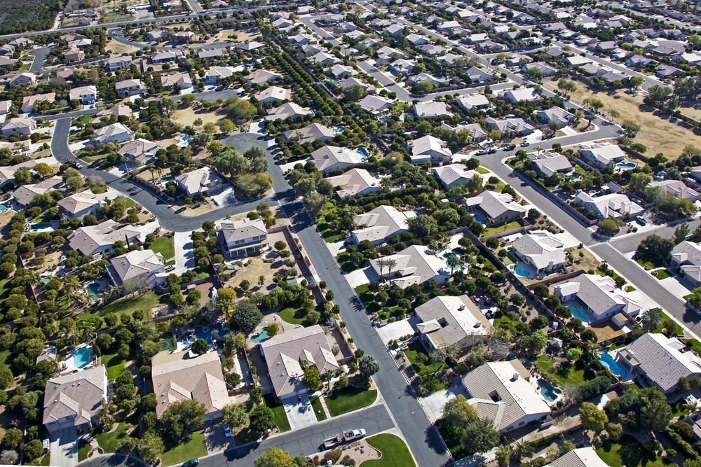 aerial view of neighborhood