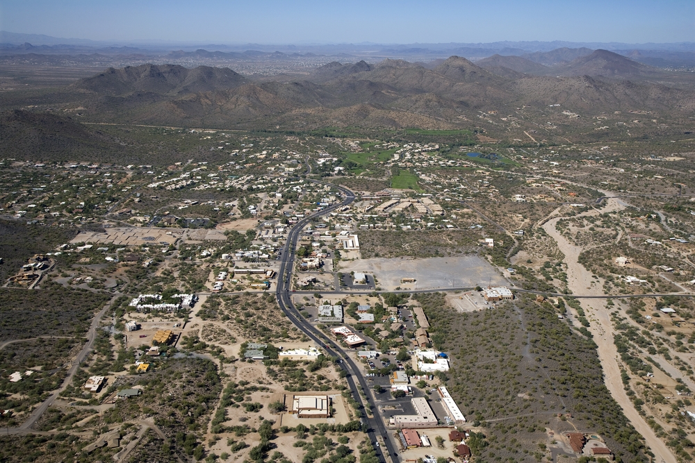 Aerial view of downtown Cave Creek