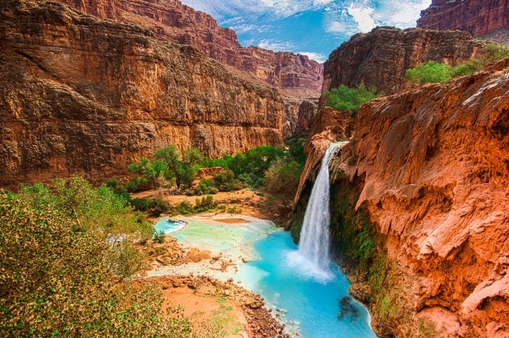 waterfall in canyon in Arizona